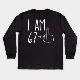 Vintage 68th Birthday I Am 67 Plus 1 Middle Finger Kids Long Sleeve T-Shirt